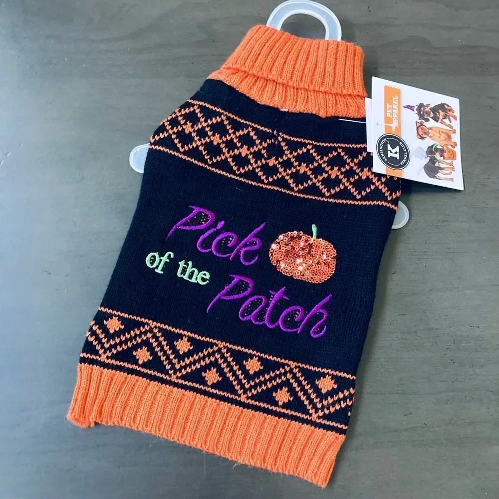 Halloween Pumpkin Dog Pick of the Patch Fall Pet Sweater